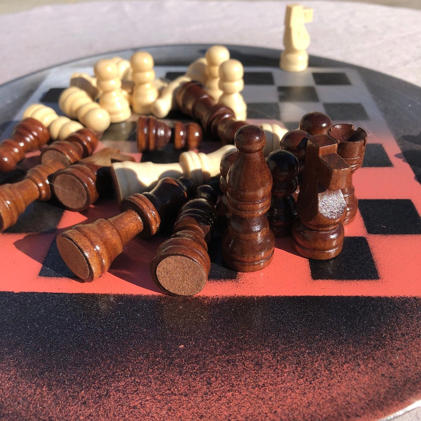 Vinyl Chess Set - Peach Chrome