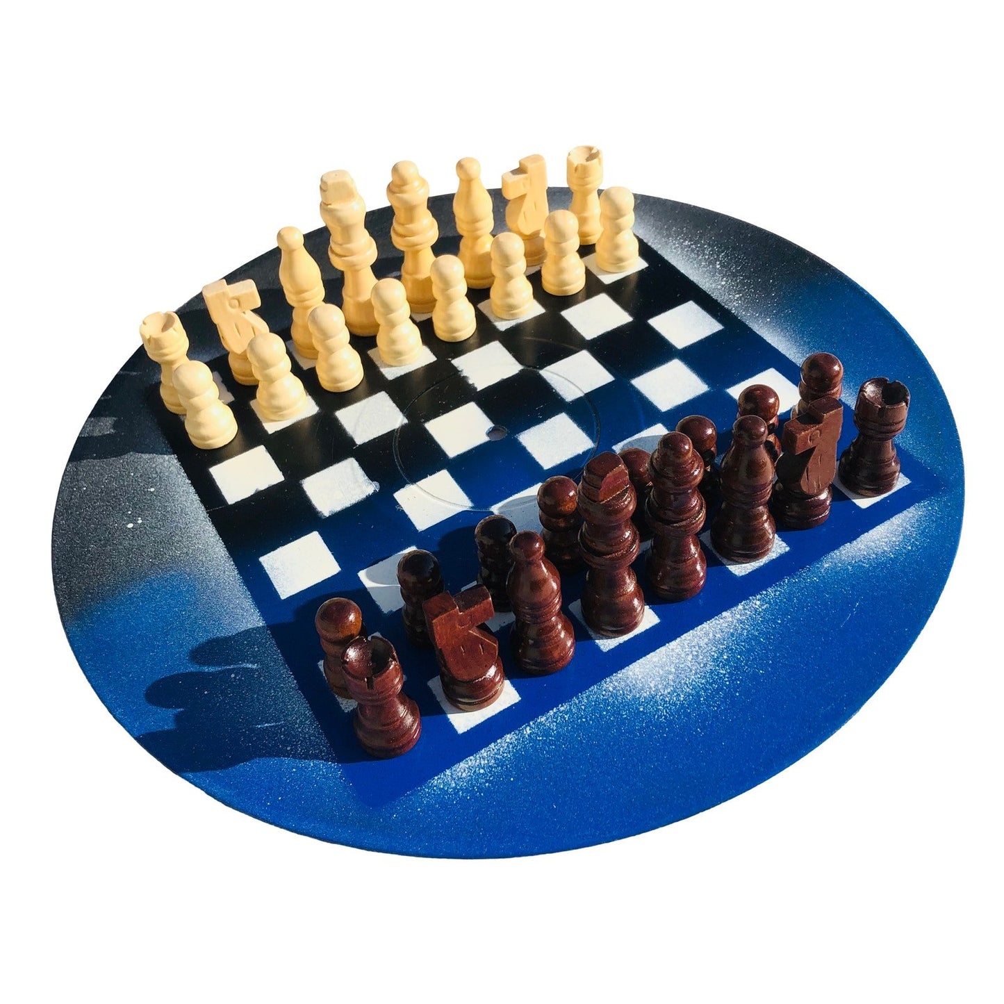 Vinyl Chess Set - Blue & Black Mist