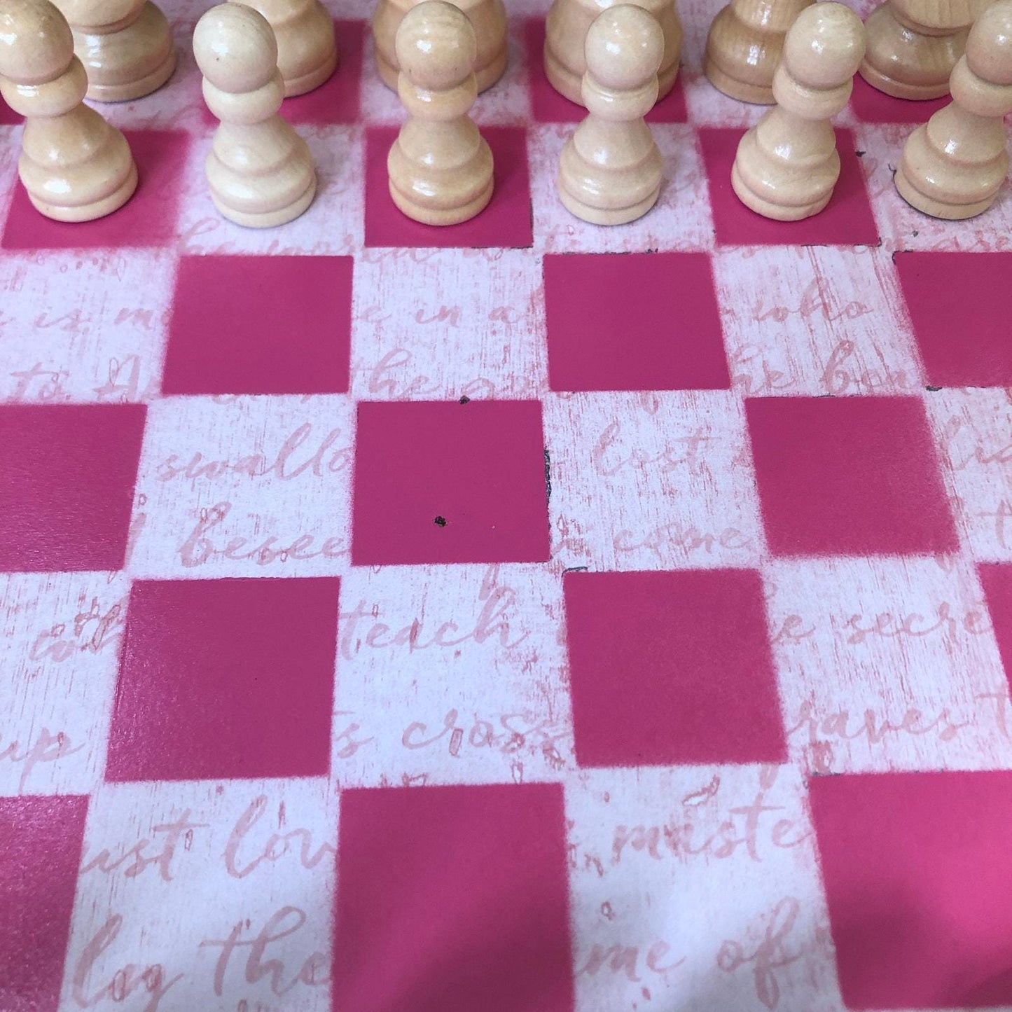 Scrapbook Chess Set - Pink Cursive