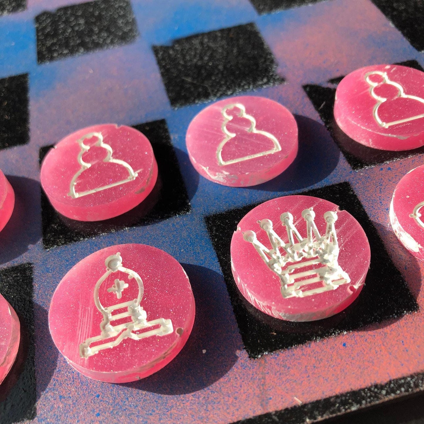 Chess Set - Blue & Pink Swirl