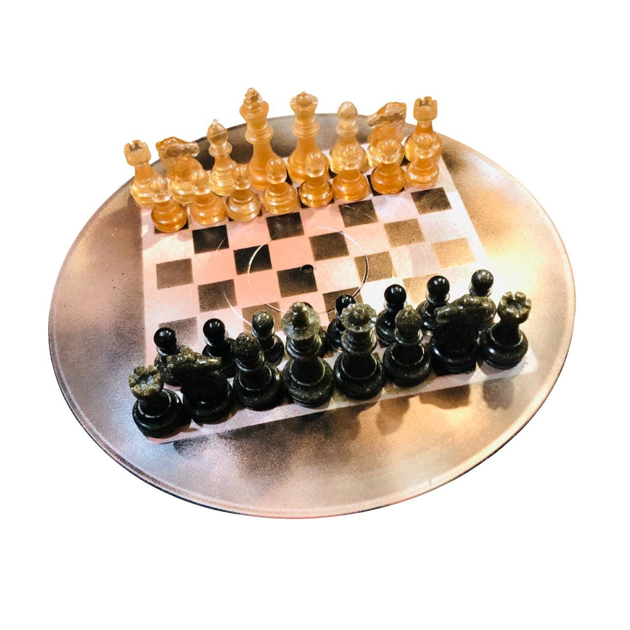 Vinyl Chess Set -Golden Brown (Resin Pieces)