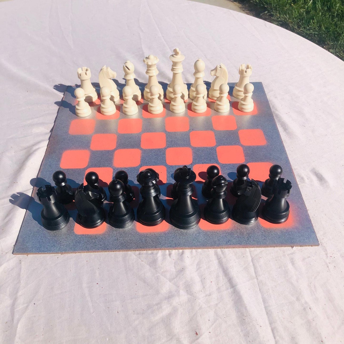 Large Chess Set - Chrome Peach