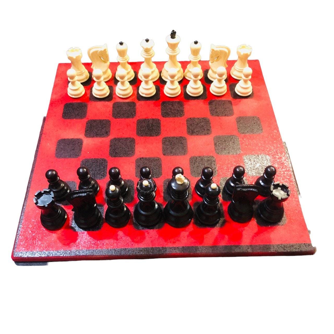 Large Chess Set - Red & Black