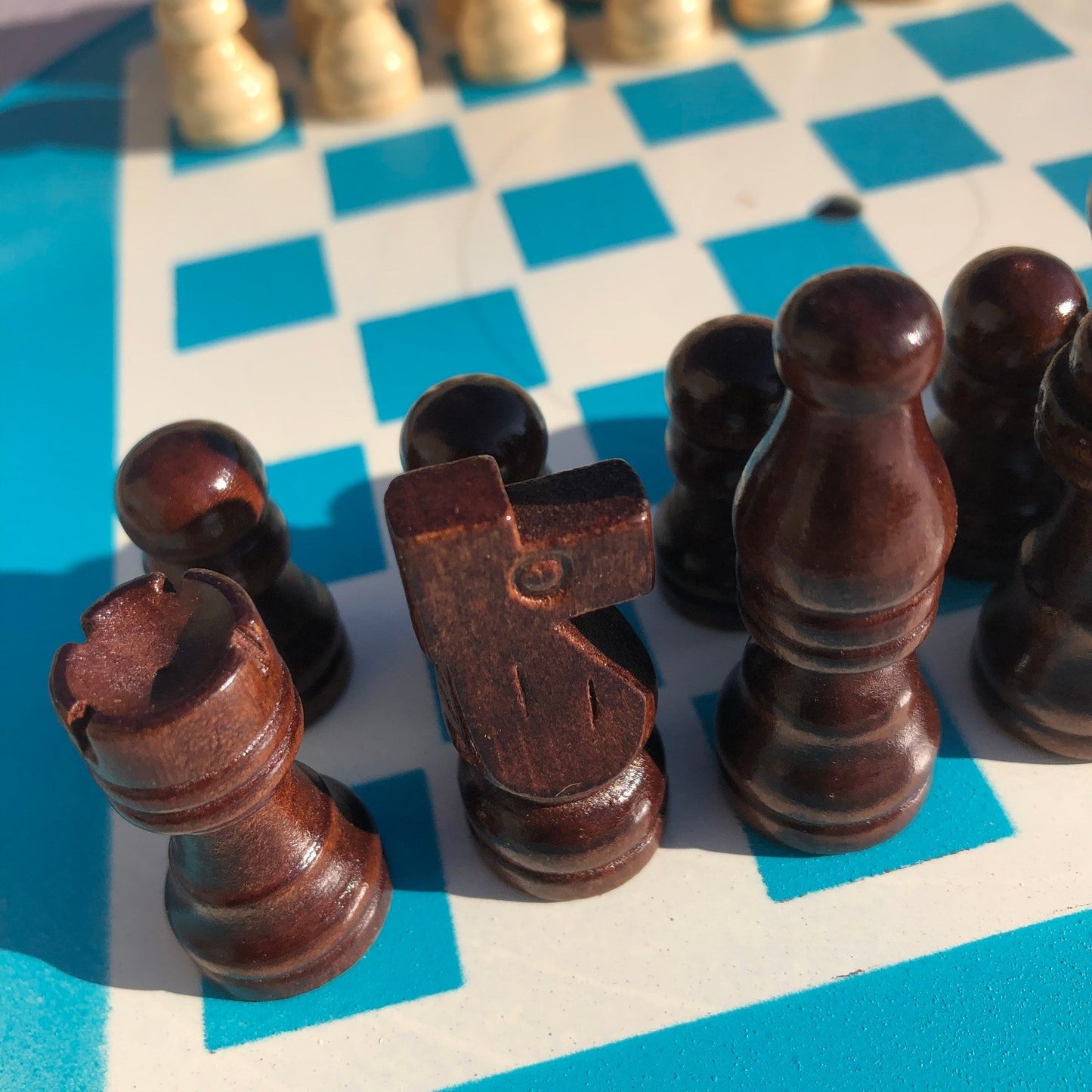 Vinyl Chess Set - Vintage Blue