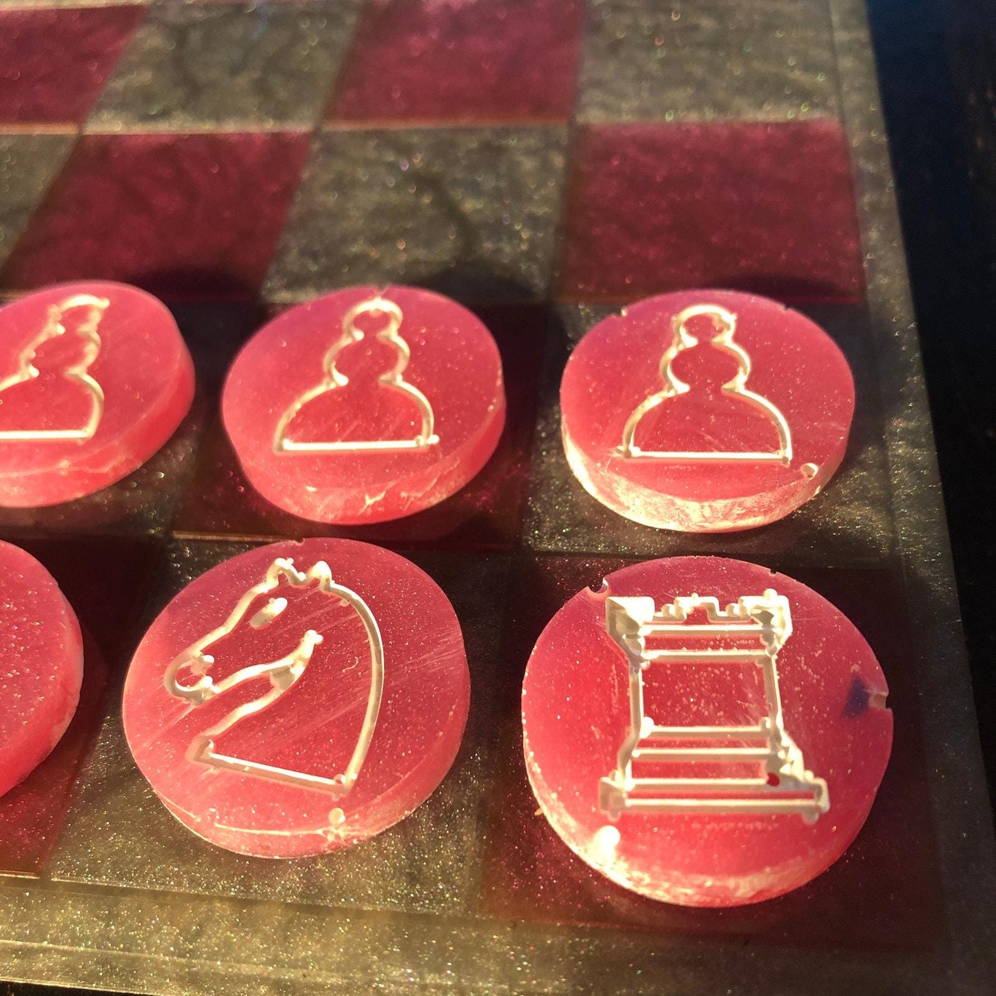 Handmade Resin Chess Set - Violet Black