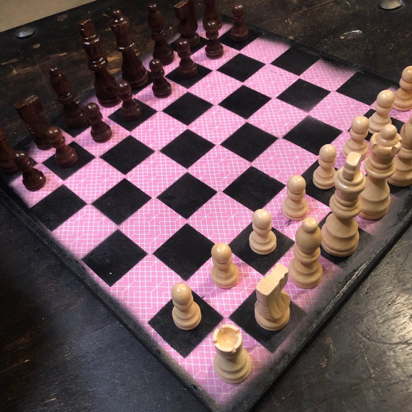 Scrapbook Chess Set - Pink Pattern