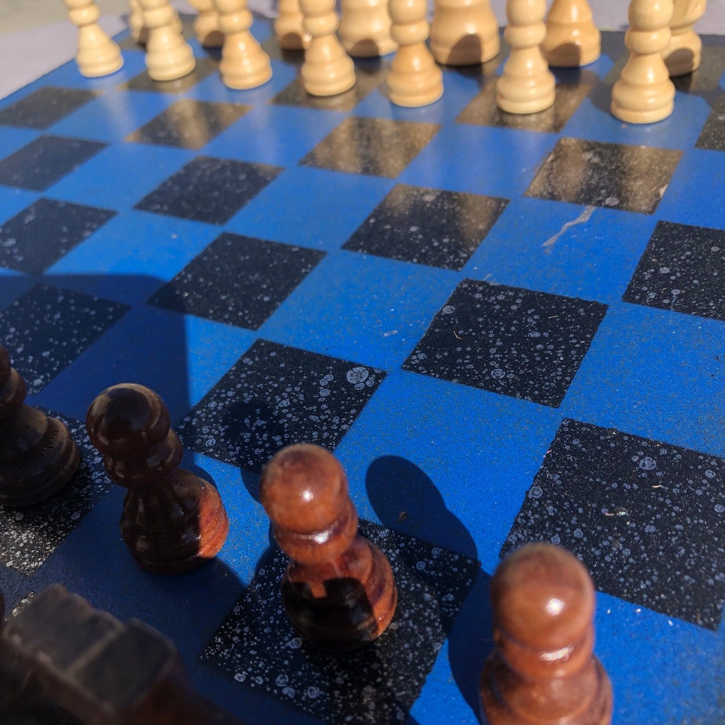 Chess Set - Silver Speckled Blue