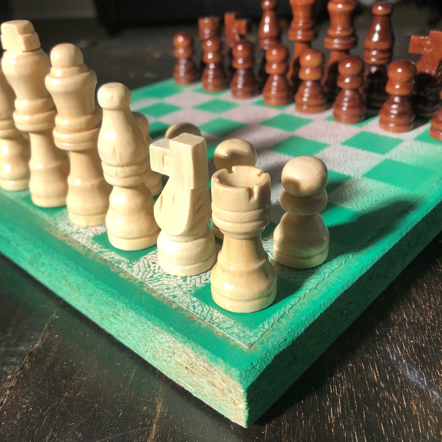 Scrapbook Chess Set - Green Neon