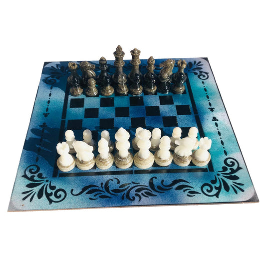 Chess Set - Misty Blue