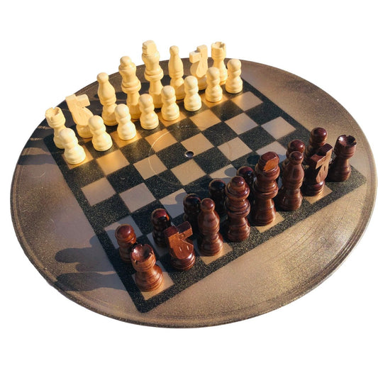 Vinyl Chess Set - Black & Gold