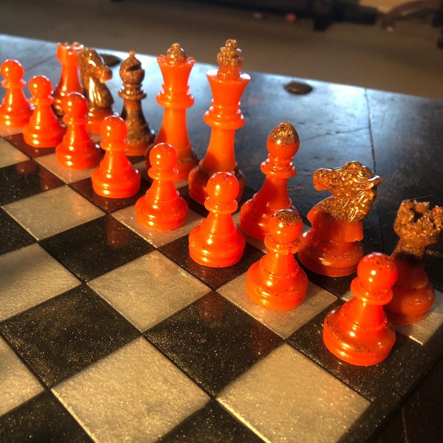 Handmade Resin Chess Set - Black & Red Supreme