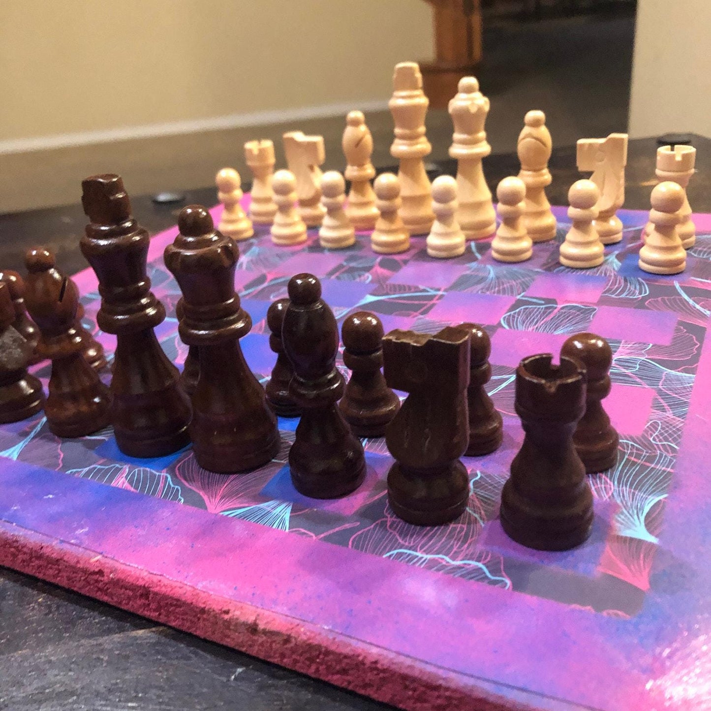 Scrapbook Chess Set - Vibrant Purple Flow