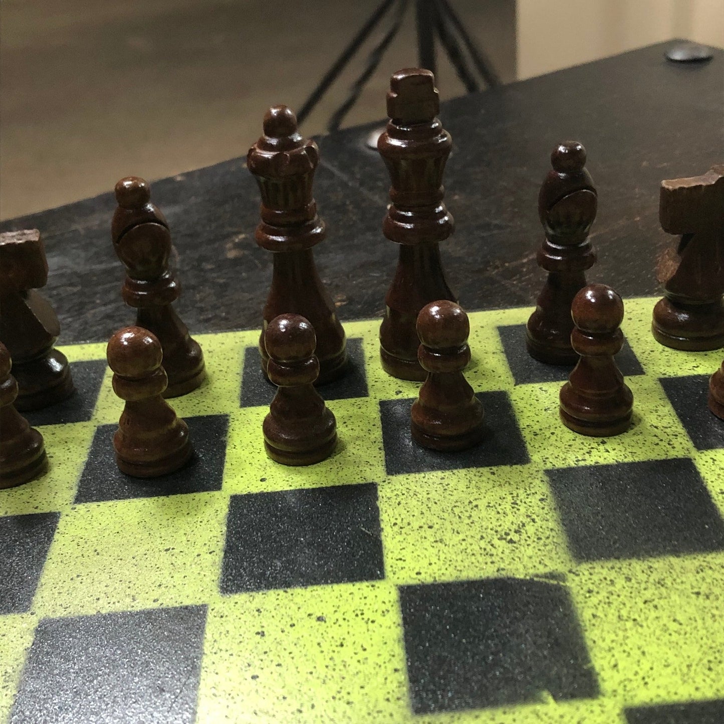 Painted Chess Set - Lime Green