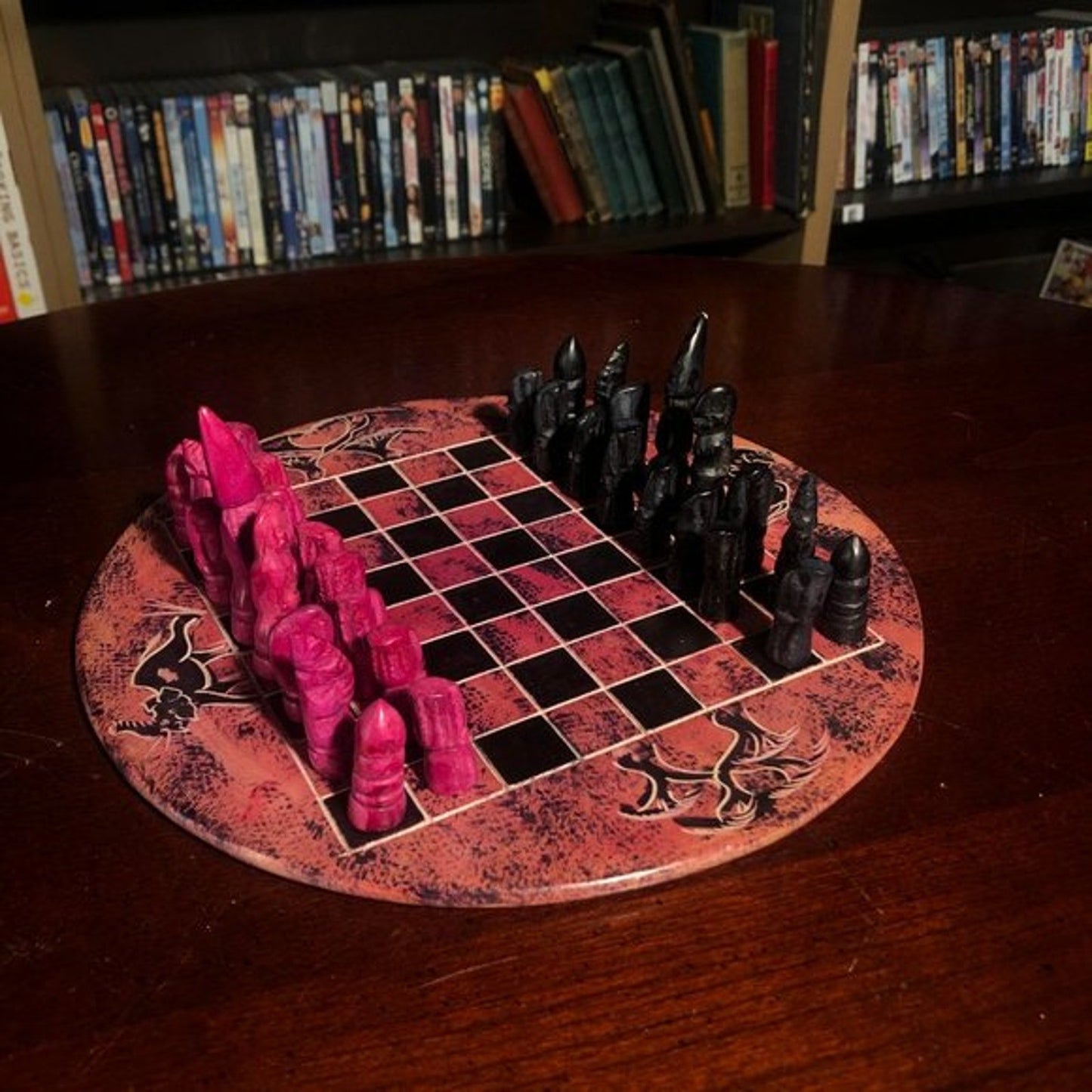 African Vintage Chess Set - Pink Chess Board