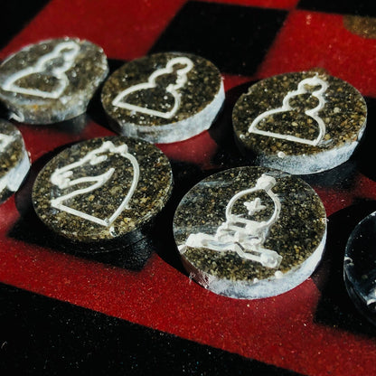 Chess Set - Red Sprinkled Gold