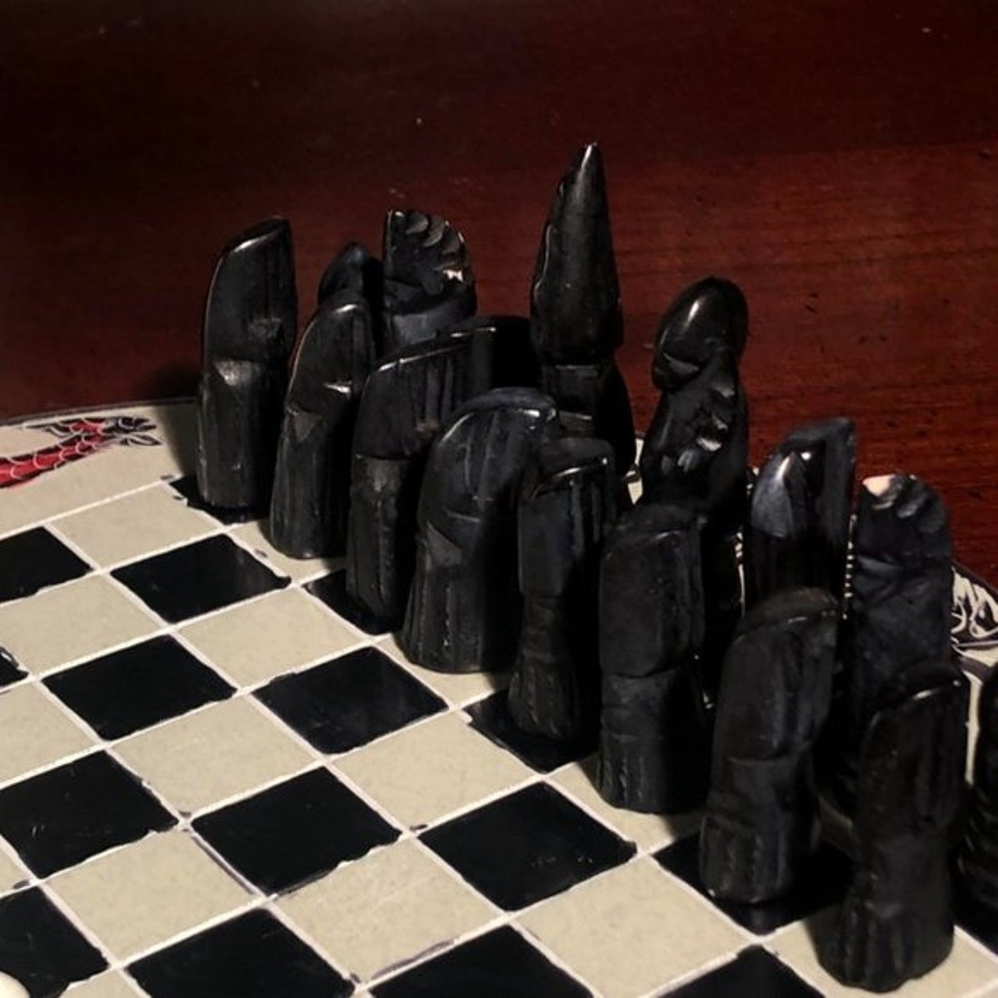 African Vintage Chess Set - White Chess Board