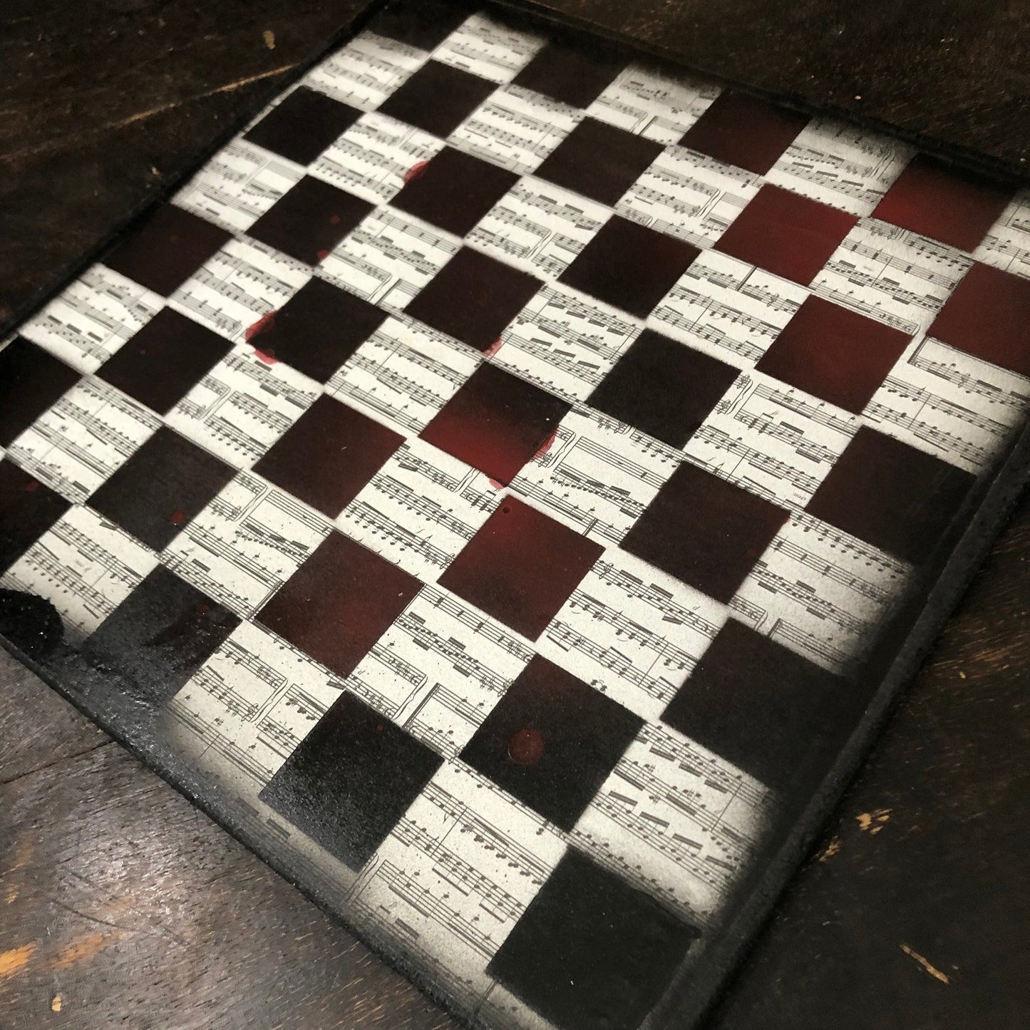 Scrapbook Chess Set - Red Tint Music Notes