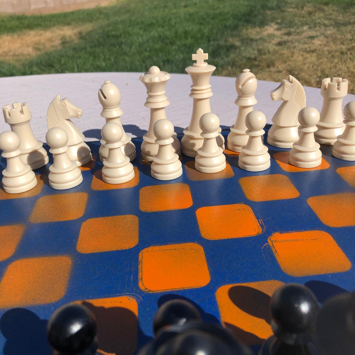 Large Chess Set - Orange & Black