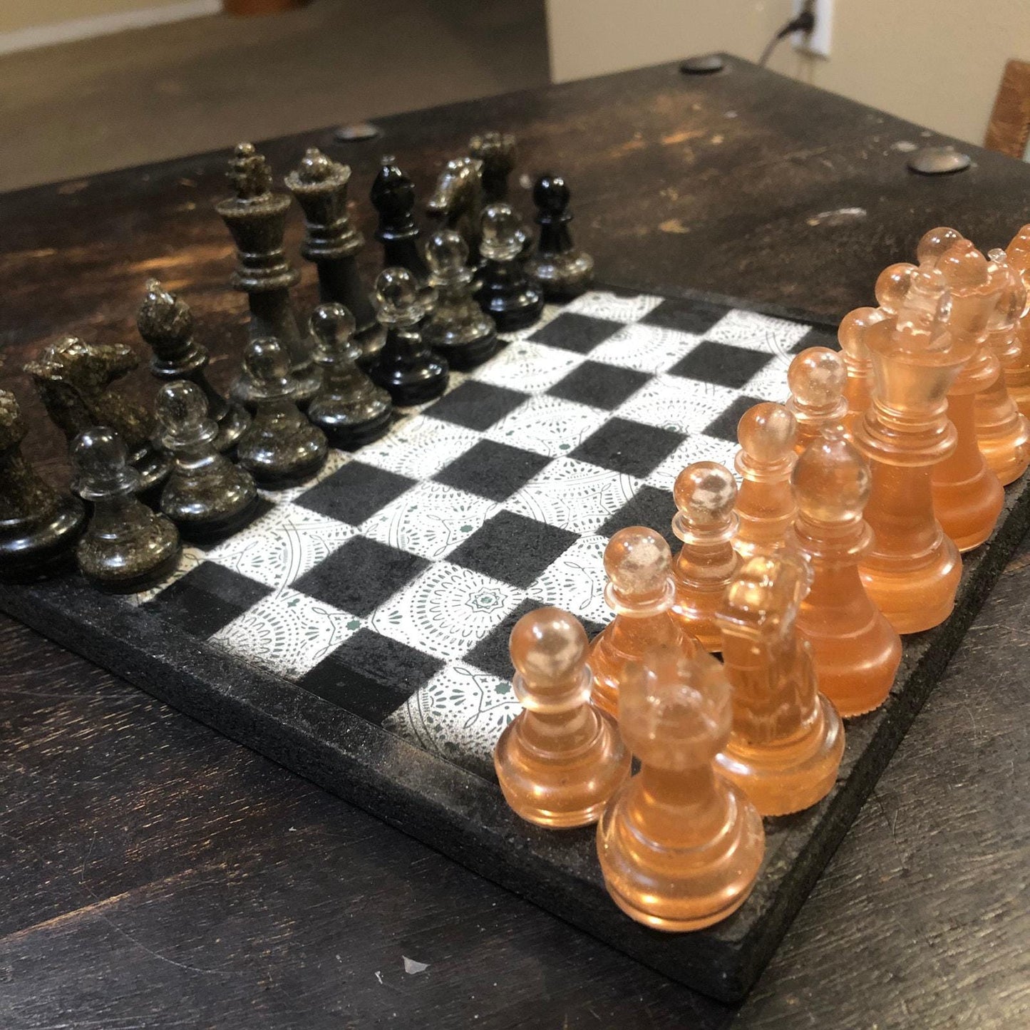 Scrapbook Chess Set - Amber Black