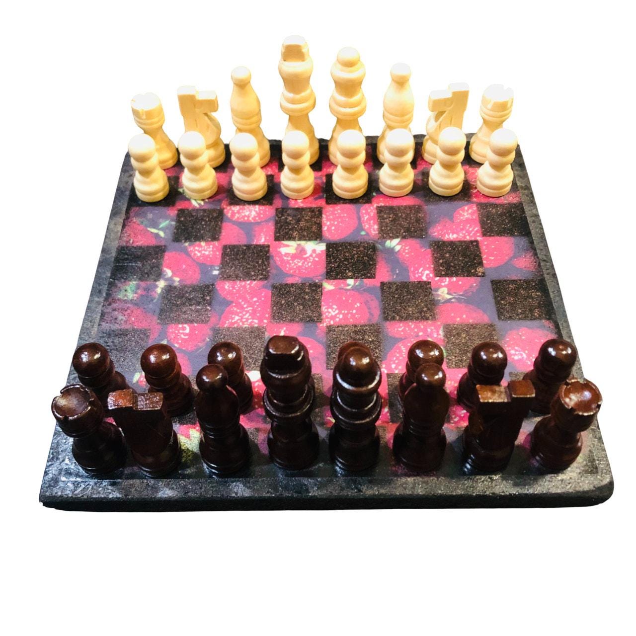 Scrapbook Chess Set - Strawberry Red