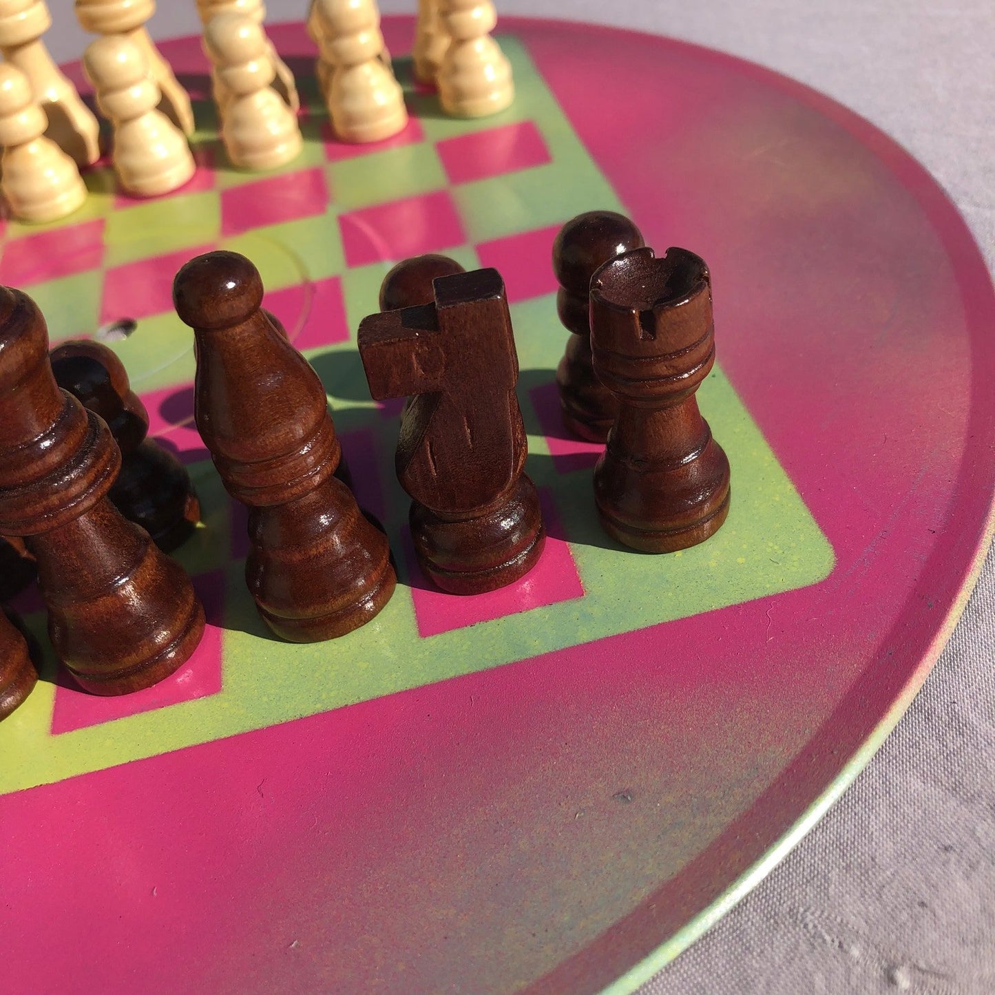 Vinyl Chess Set - Pink Lime Green