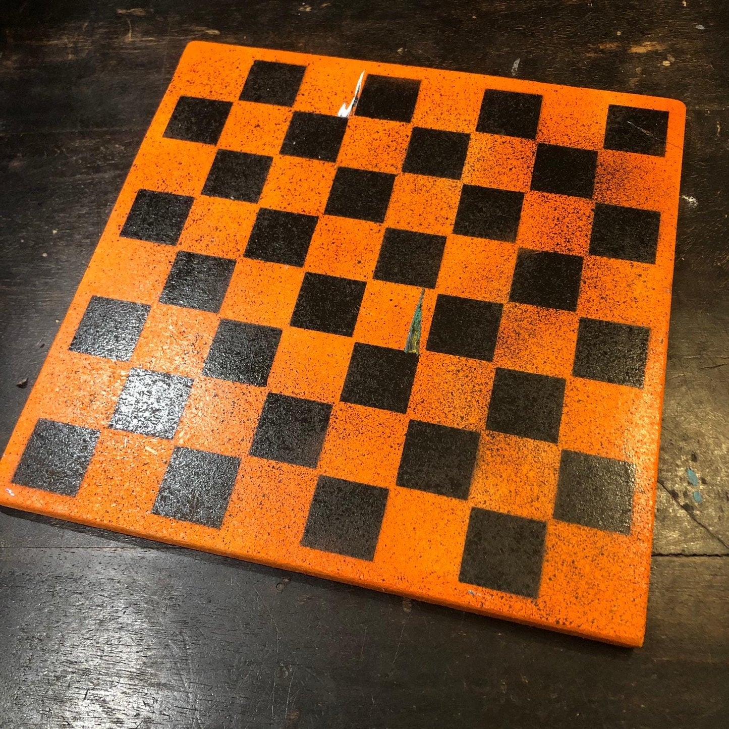 Painted Chess Set - Orange & Black Royal