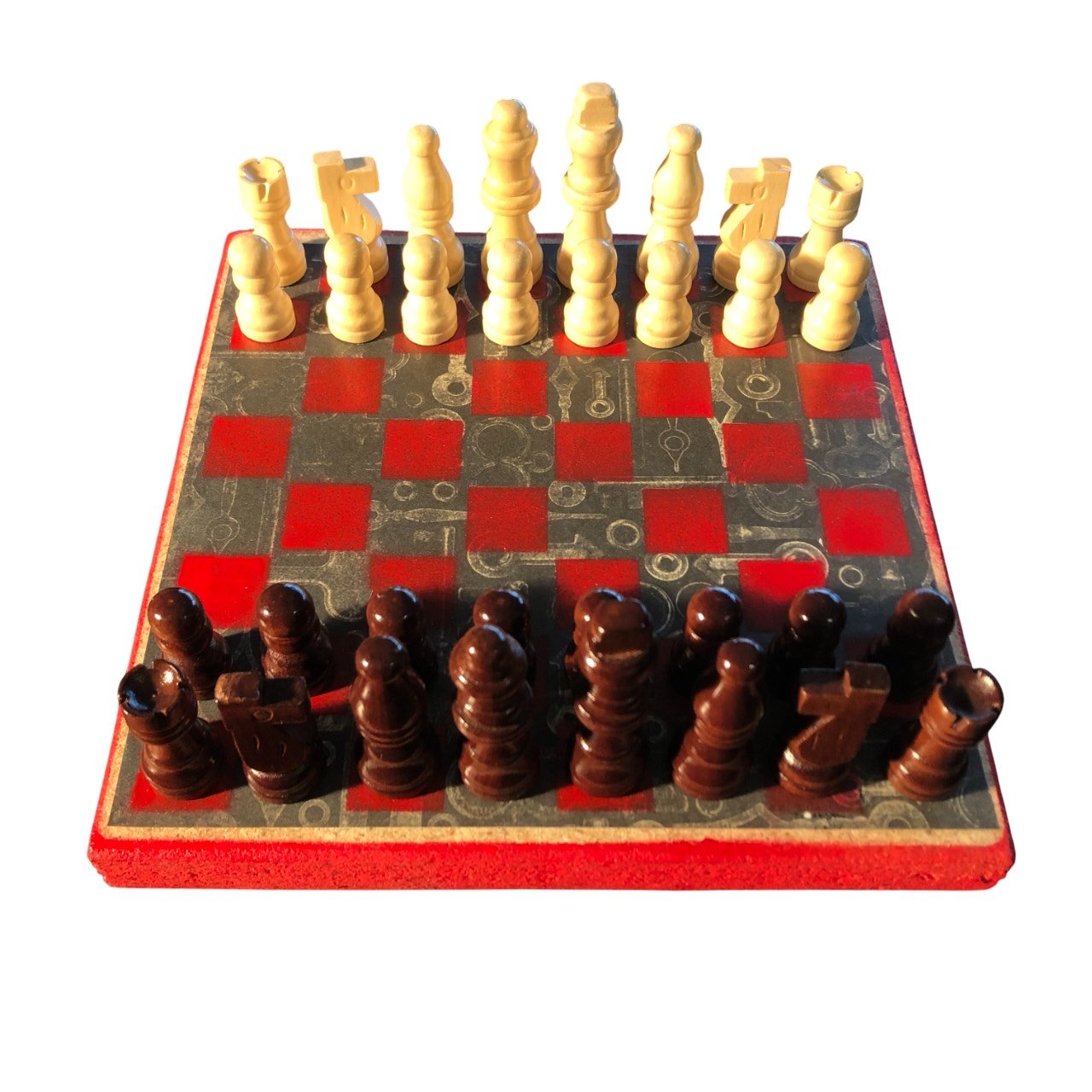 Scrapbook Chess Set - Red & Black