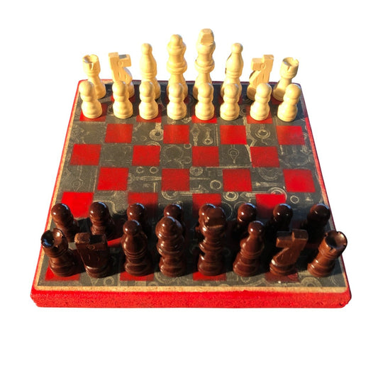 Scrapbook Chess Set - Red & Black