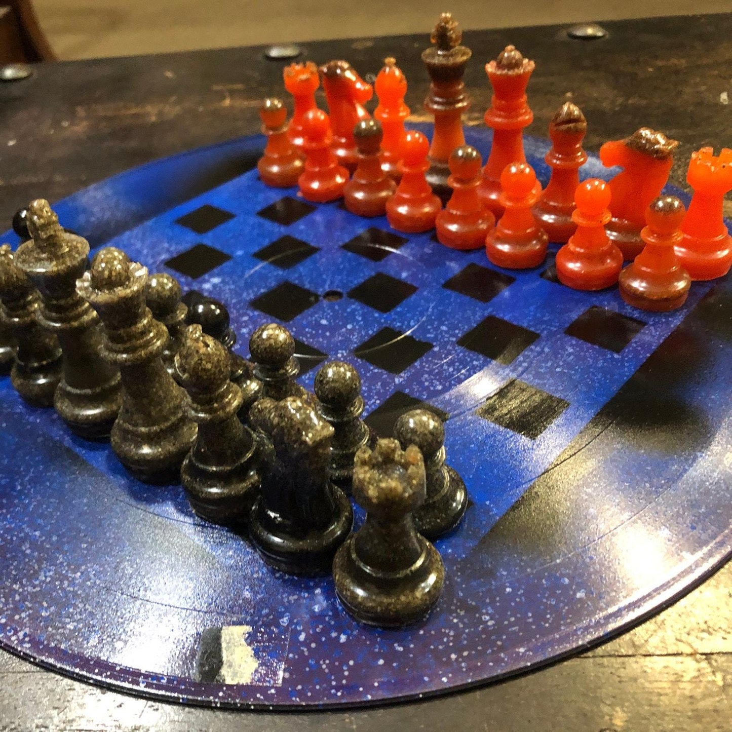 Vinyl Chess Set - Blue Fire (Resin Pieces)