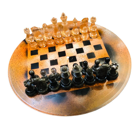 Vinyl Chess Set -Speckled Amber (Resin Pieces)