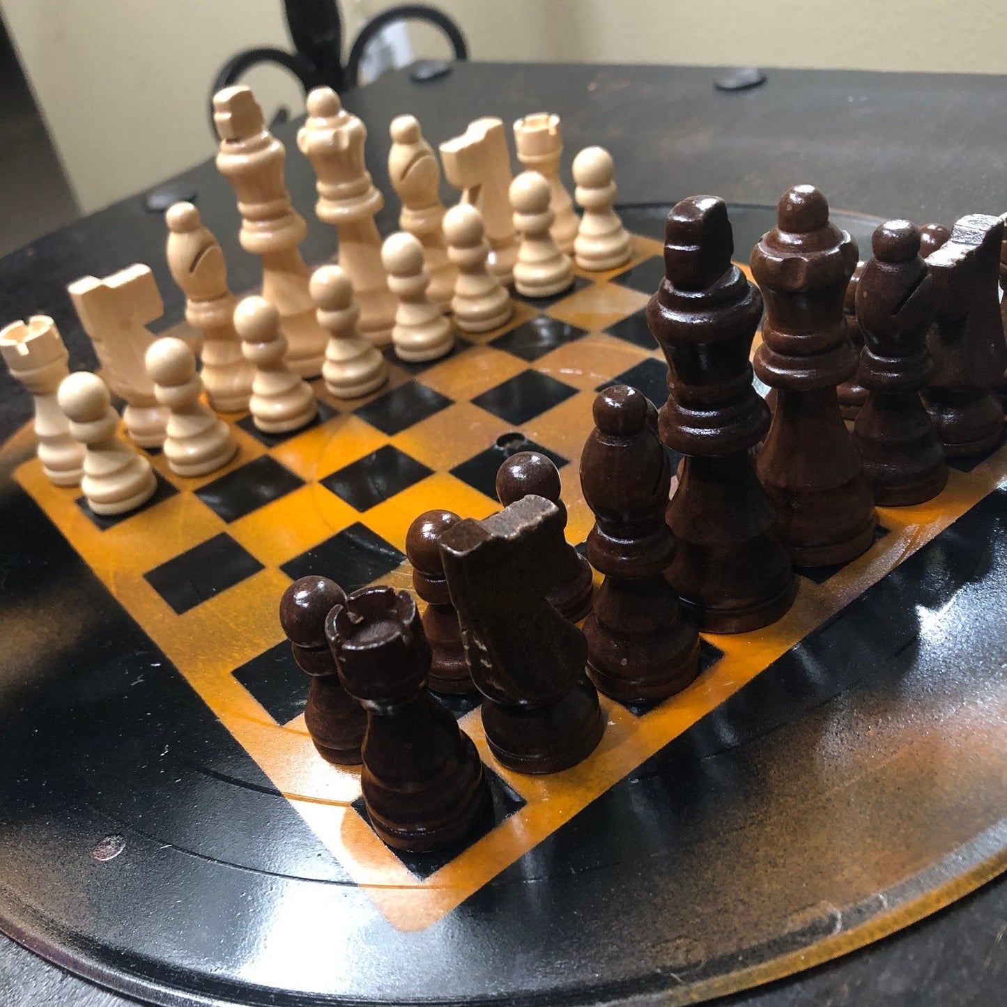 Vinyl Chess Set - Orange & Black