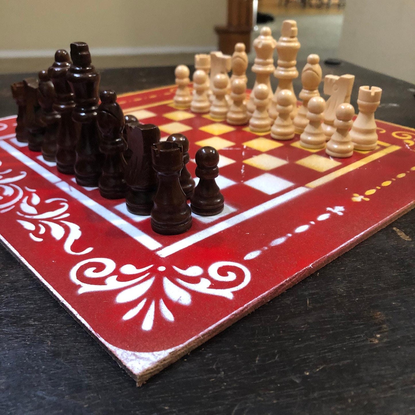 Chess Set - Red White & Yellow