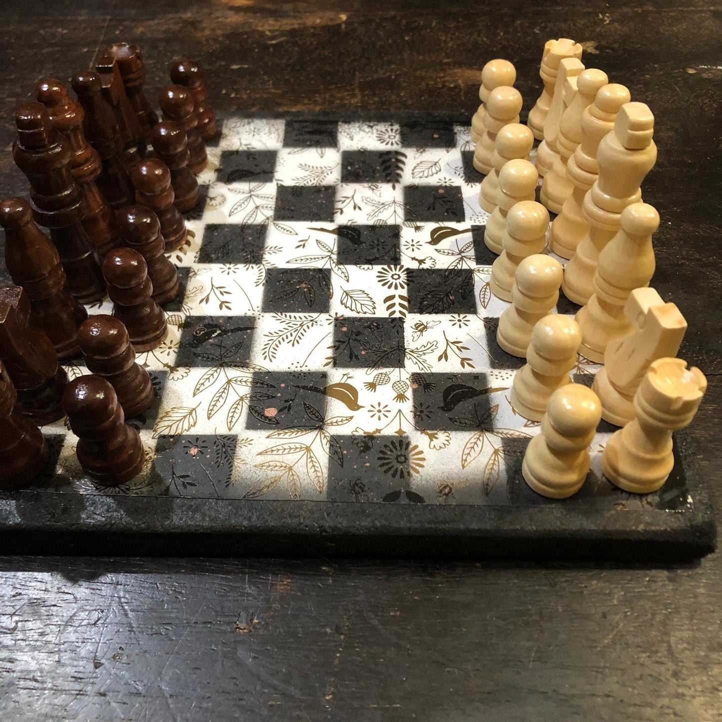 Scrapbook Chess Set - Gold Foil White