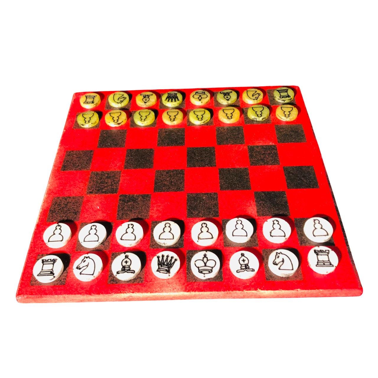 Chess Set - Red & Black (Resin Pieces)