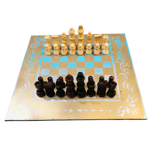 Chess Set - Blue White & Gold