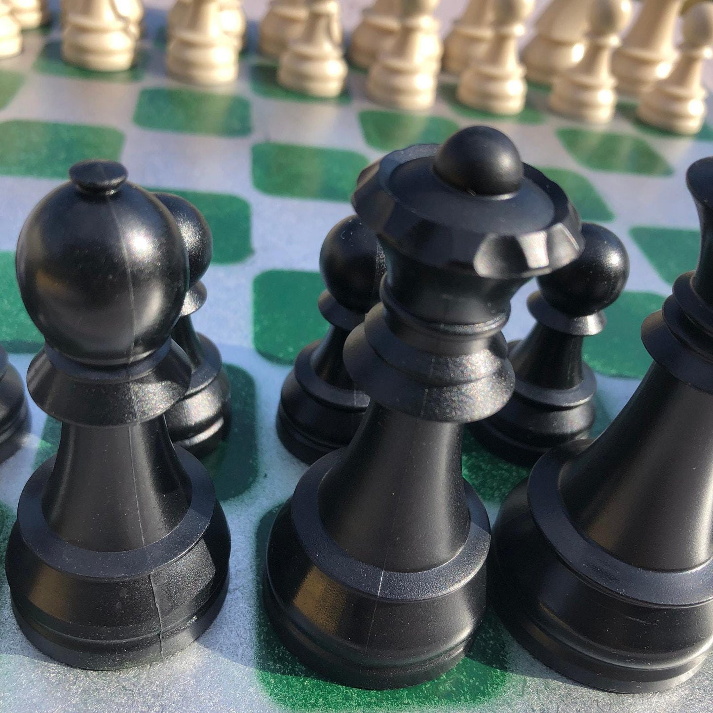 Large Chess Set - Chrome Green