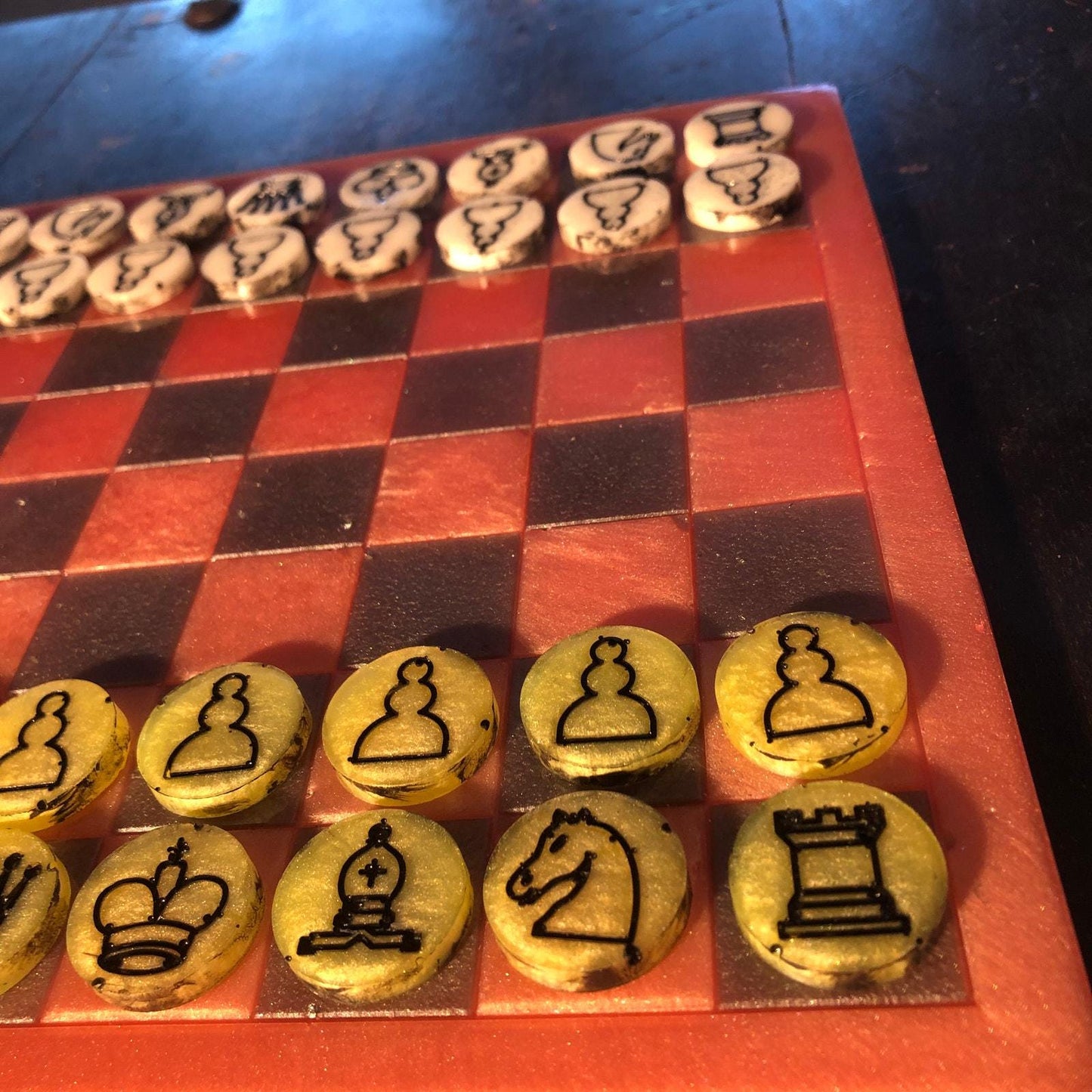 Handmade Resin Chess Set - Vintage Style