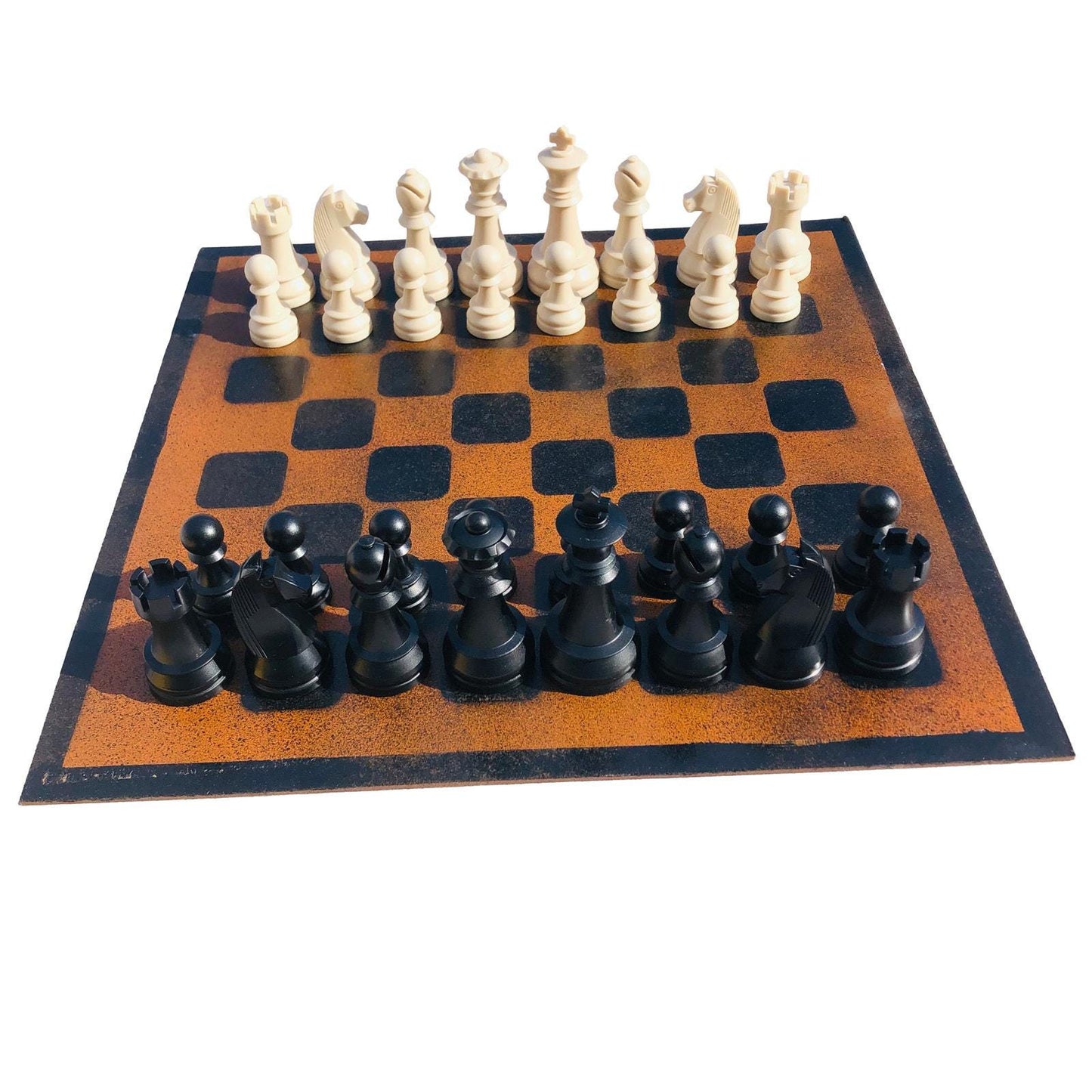 Large Chess Set - Orange & Black