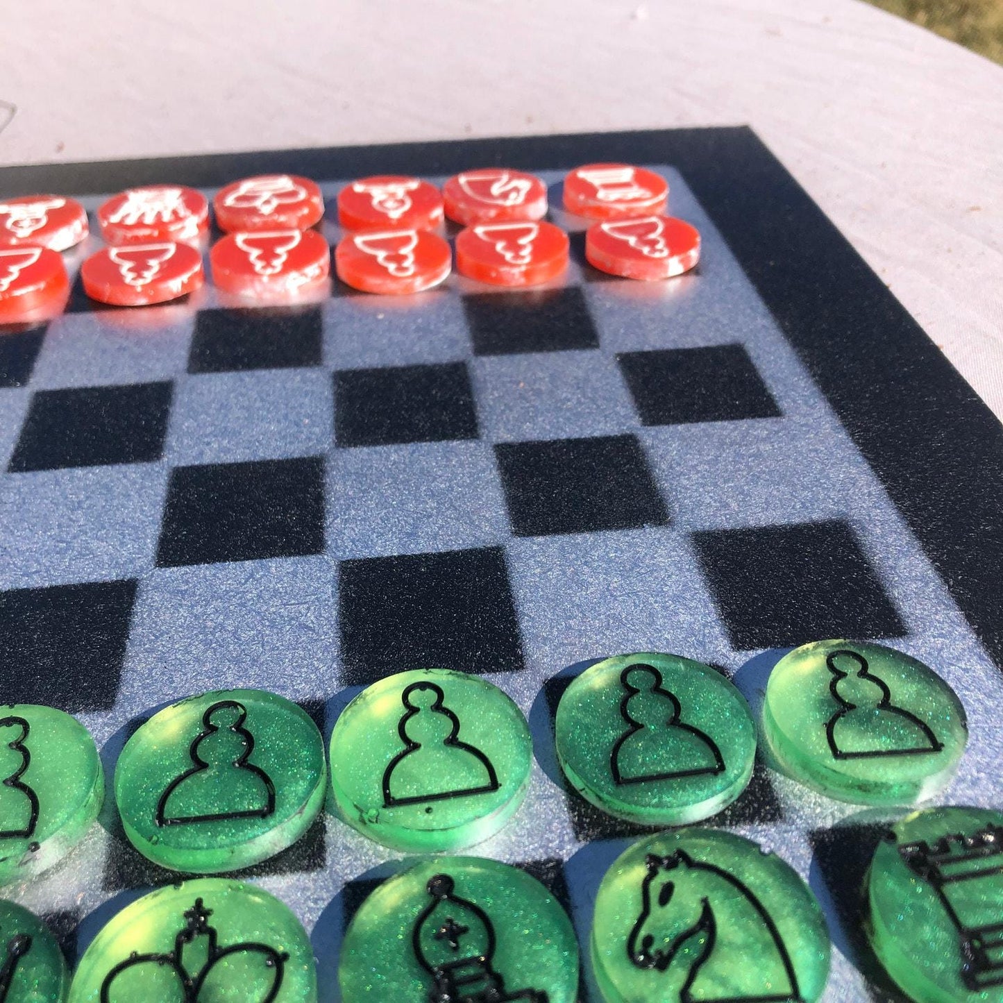 Chess Set - Green & Red