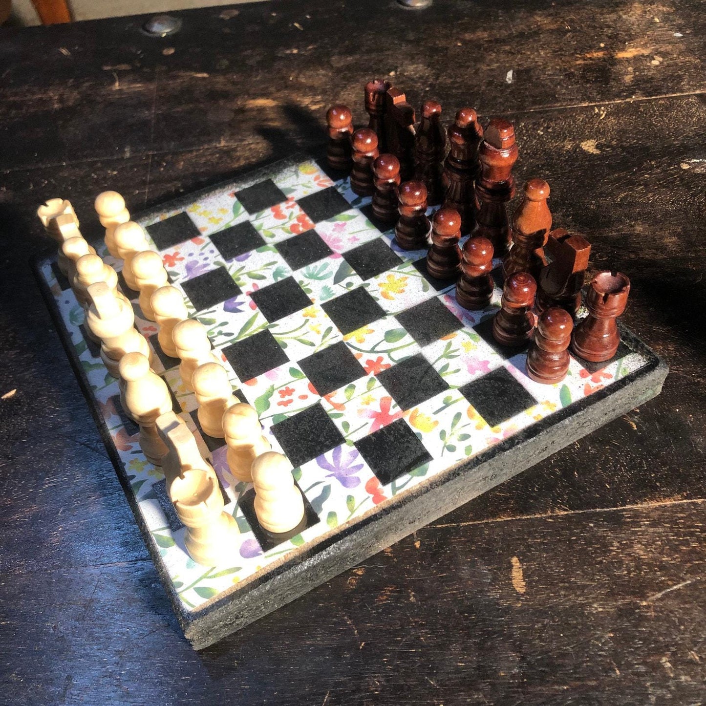 Scrapbook Chess Set - Colorful Flower