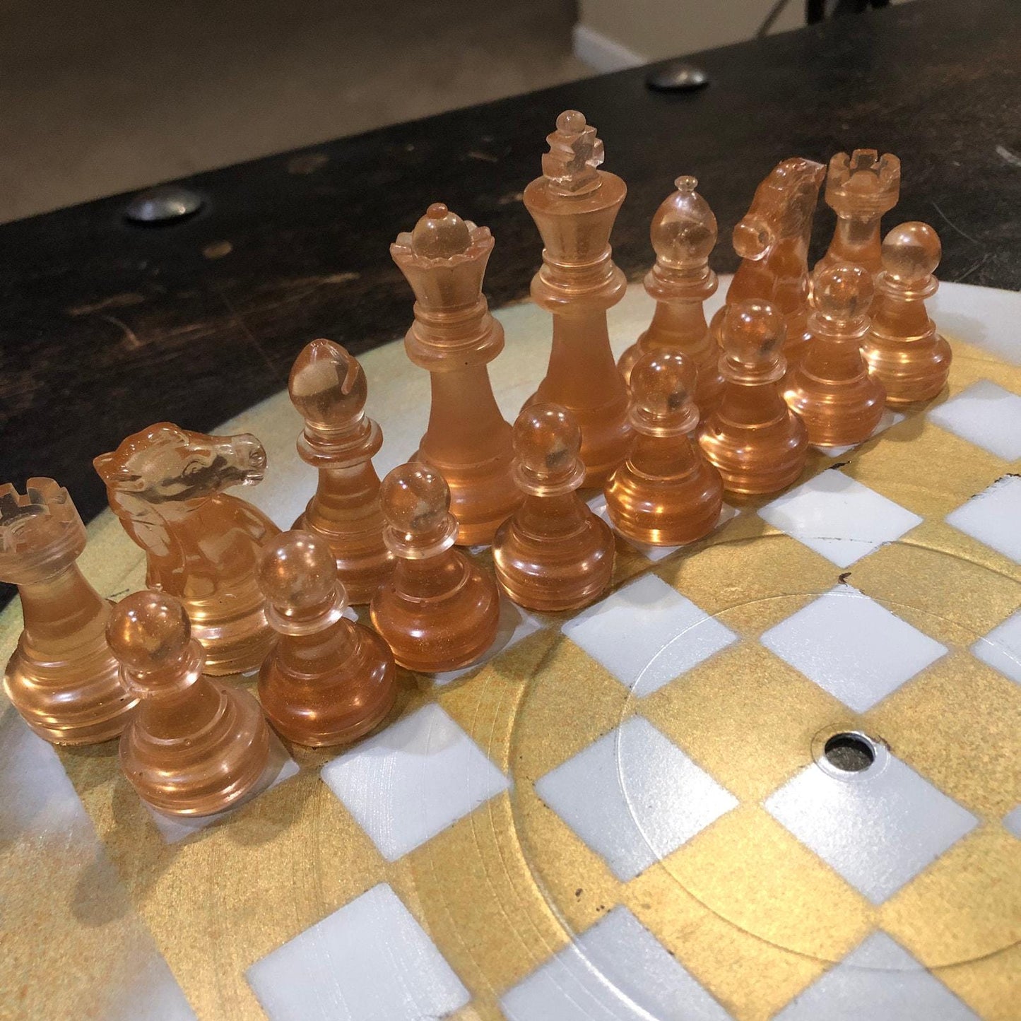 Vinyl Chess Set - Champagne Gold (Resin Pieces)