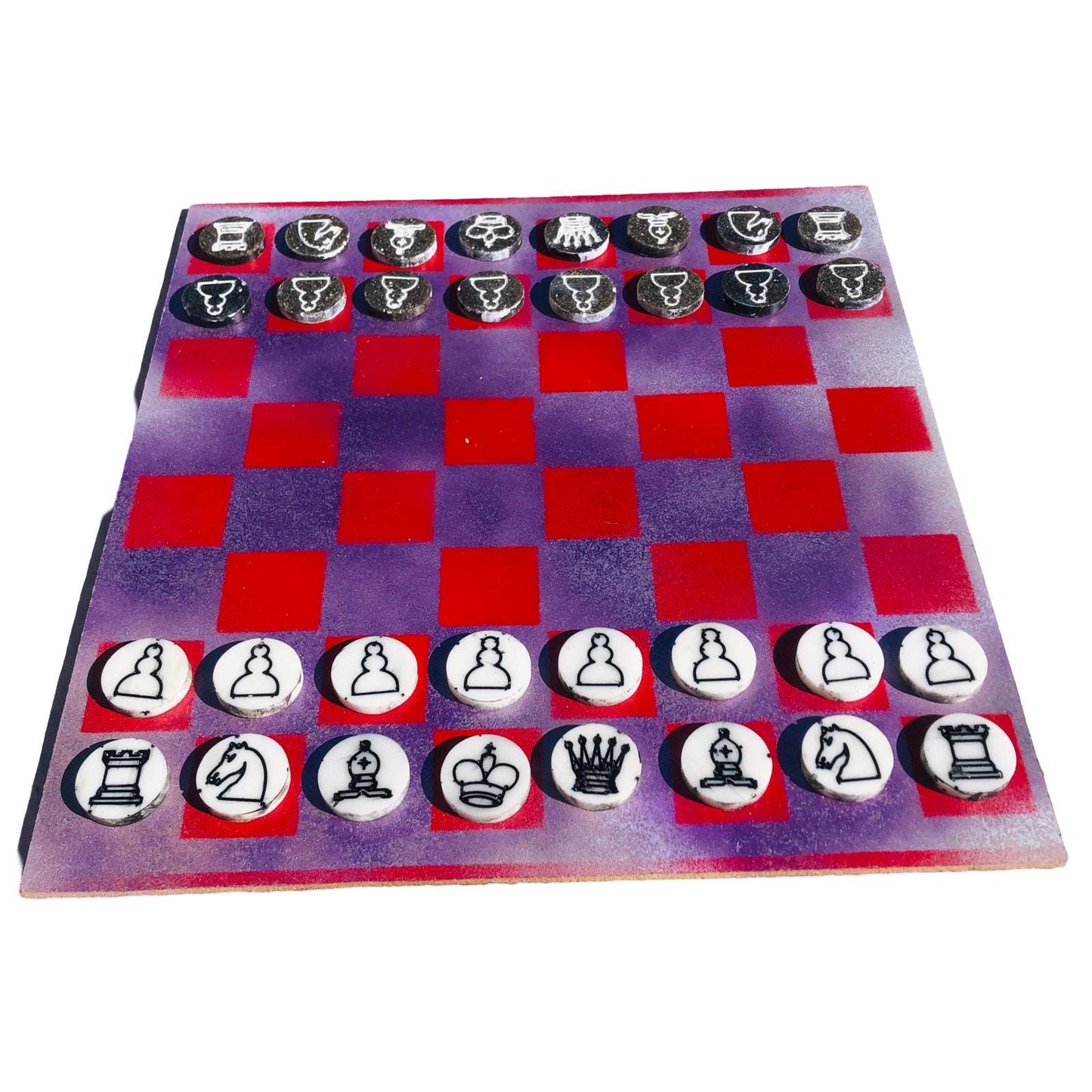 Chess Set - Purple & Red