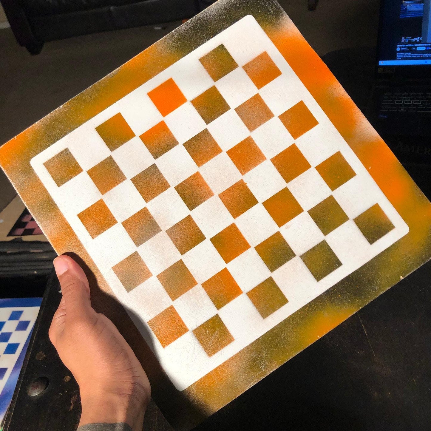 Chess Set - Orange White & Black (Resin Pieces)