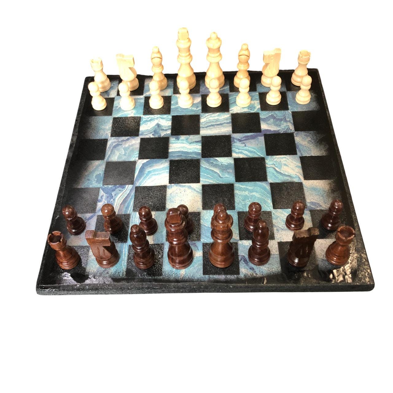 Scrapbook Chess Set - Blue Swirl