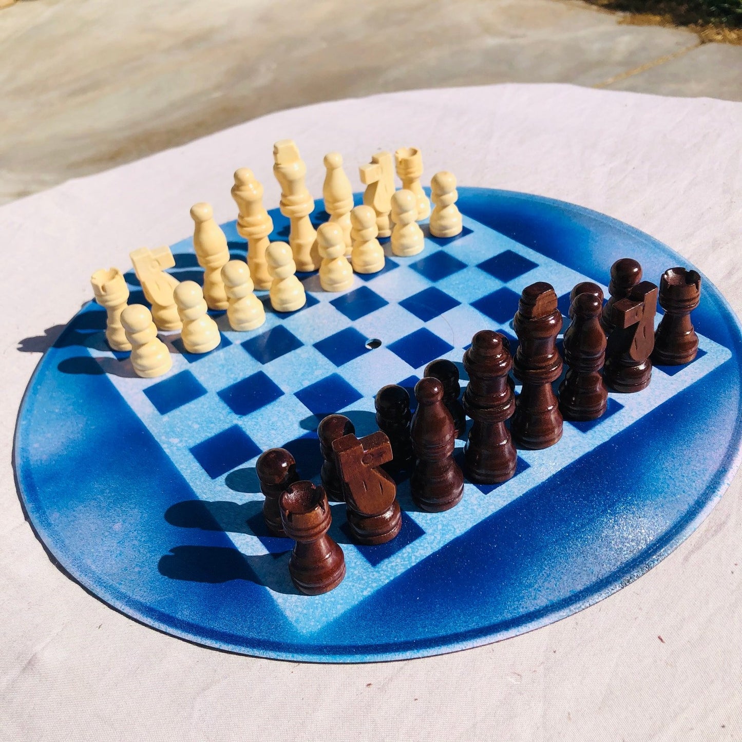 Vinyl Chess Set - Ice Block Blue