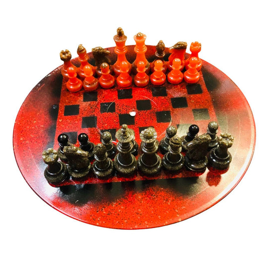 Vinyl Chess Set - Pitchfork Red (Resin Pieces)