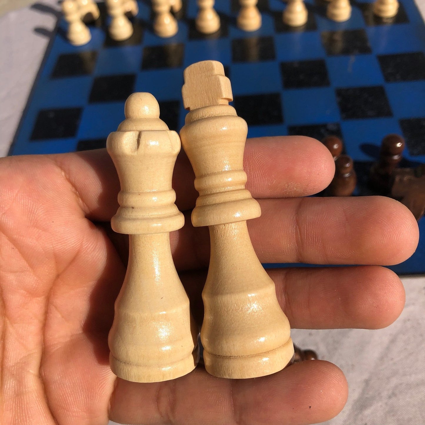 Chess Set - Silver Speckled Blue