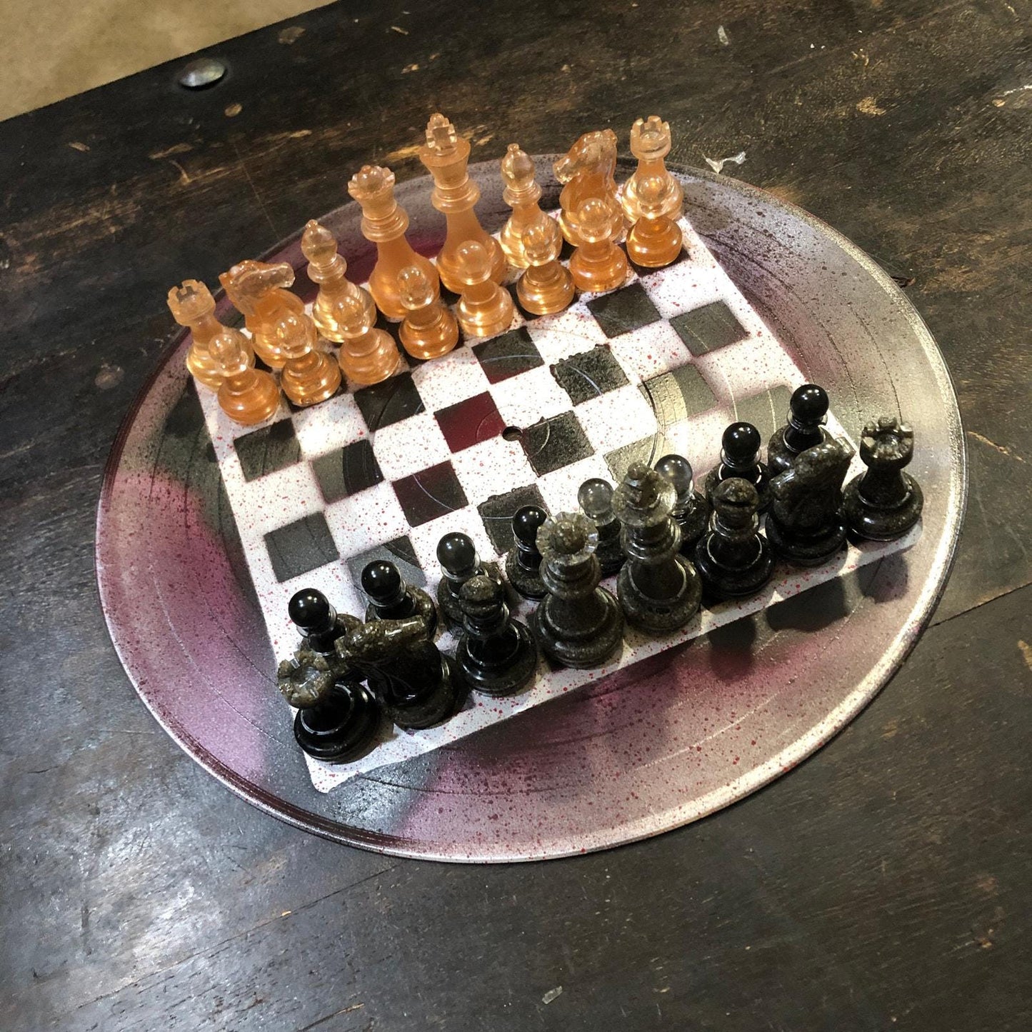 Vinyl Chess Set - Violet Rain (Resin Pieces)