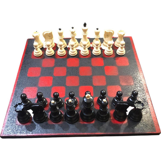 Large Chess Set - Red & Black