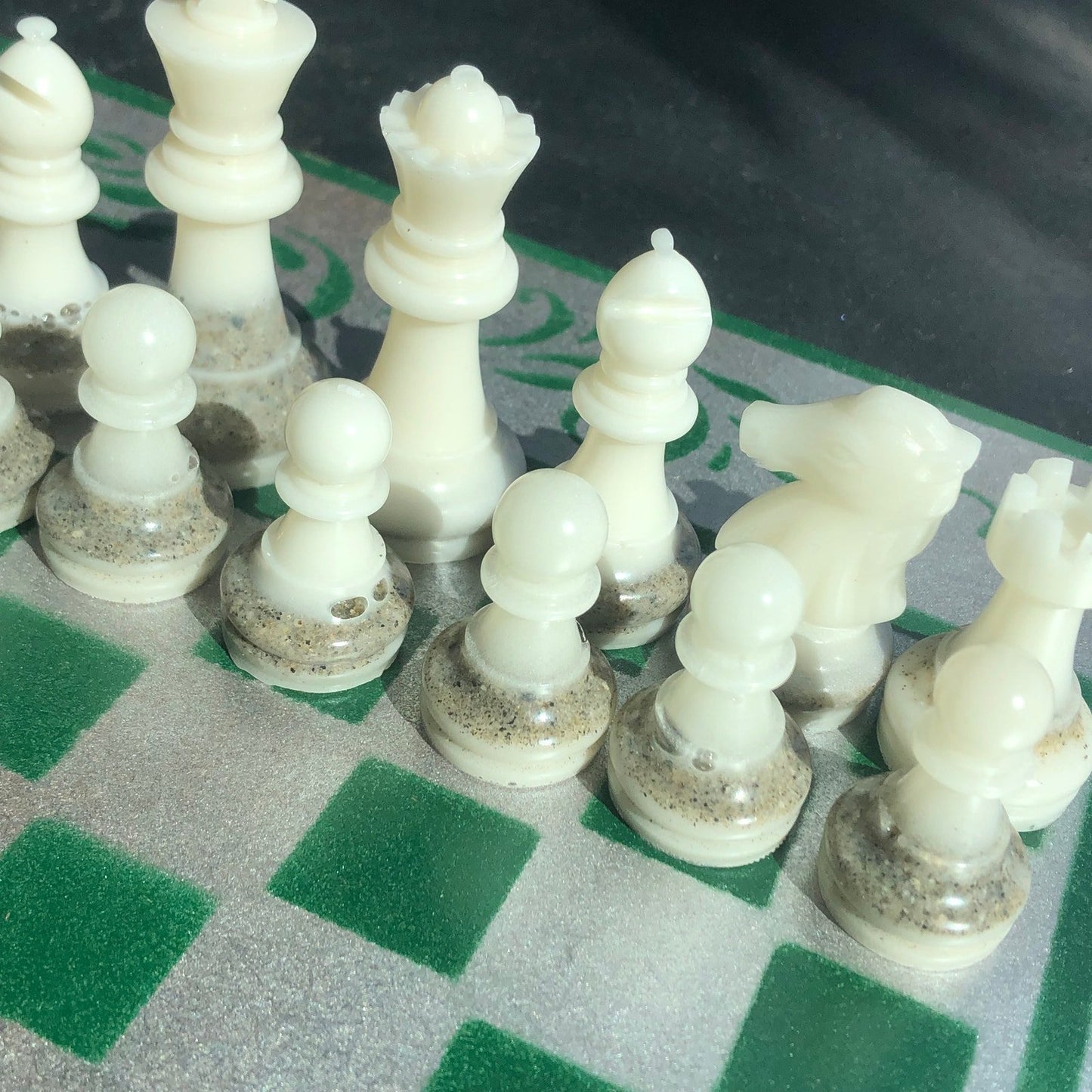 Chess Set - Green Silver
